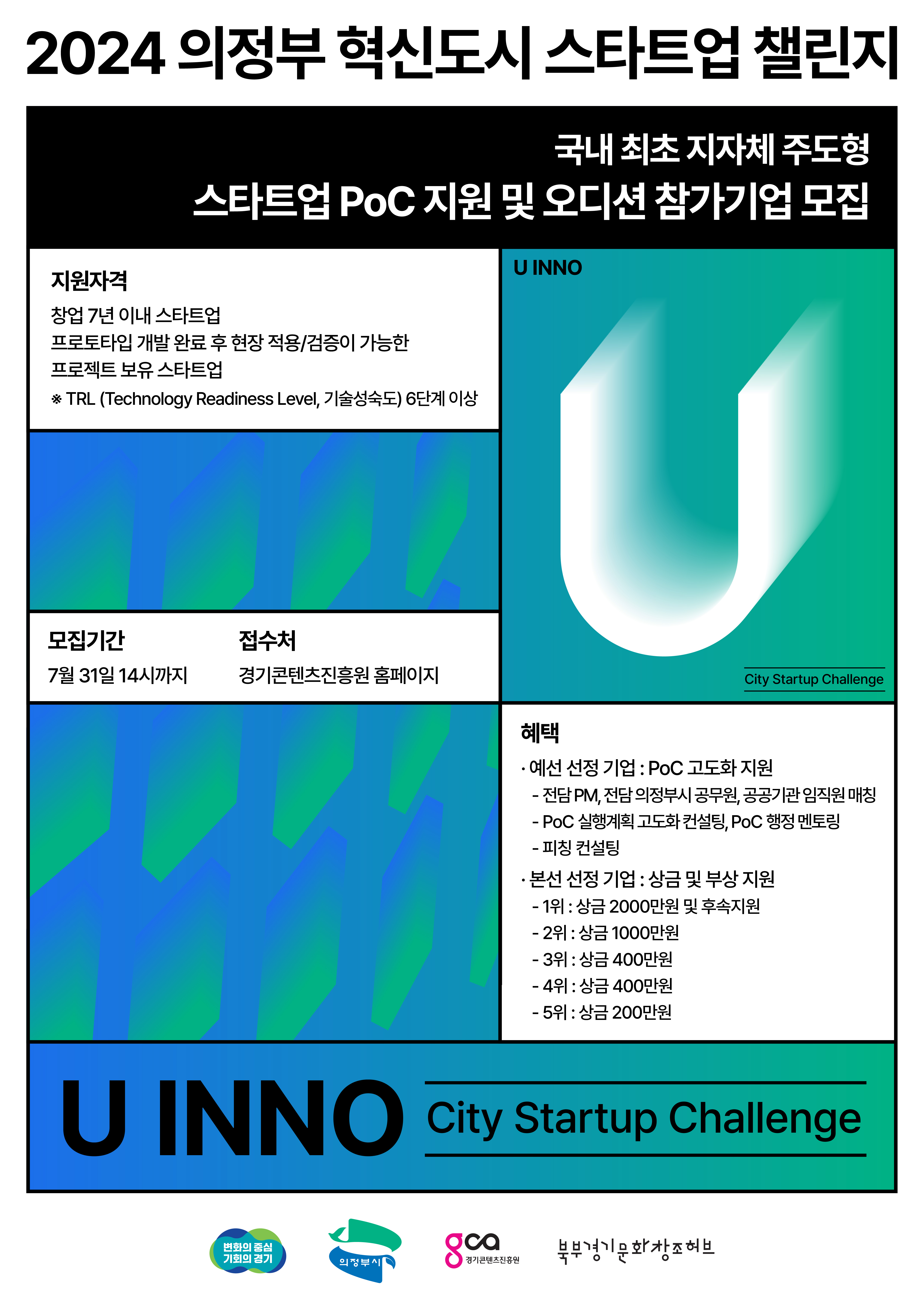 경콘진, 총상금 4천만 원 ‘2024 의정부 혁신도시 스타트업 챌린지’ 기업 오디션 공모